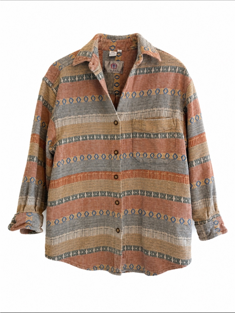 VINTAGE Territory Ahead Shirt Jacket Womens Small Canvas Southwestern Navajo 90s